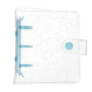 Uxcell Mini Binder Cover, 4.3 Inch Clear Binder Protector 3 Ring Refillable Notebook Binder with Snap Button for Photo Scrapbook Journal Ledger, Blue