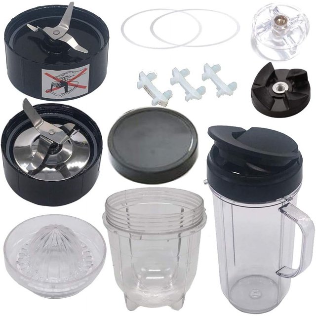 Replacement Juicer parts 14 in1 set inculde ice crusher blade cross blade with 16oz/22oz cup inculde cup seal lid,Compatible with Magic Bullet Blender Juicer Mixer MB 1001 /MB 1001B