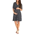thumbnail image 1 of SUNSIOM Robe de Maternité pour Femmes Décontractée à Col en V à Pois/fleurie à Manches Mi-Longues Robe pour Grossesse Vêtements Séance Photo, 1 of 5