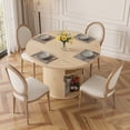 thumbnail image 2 of Hawsaiy 47" Round Dining Table for 4 with Sliding Door Storage Base, Waterproof Scratch-Resistant Wood Top, Modern Farmhouse Kitchen Dining Table, Natural, 2 of 8