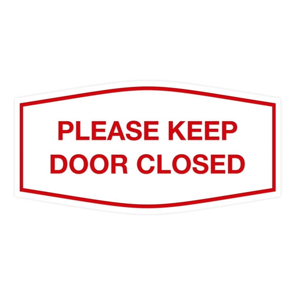 Signs ByLITA Fancy Please Keep Door Closed Sign - Security and Safety | Durable Material | Easy to Install (White/Red) - Large 1 Pack