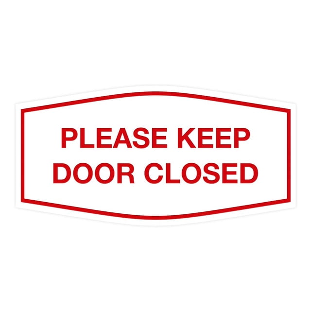 Signs ByLITA Fancy Please Keep Door Closed Sign - Security and Safety | Durable Material | Easy to Install (White/Red) - Large 1 Pack