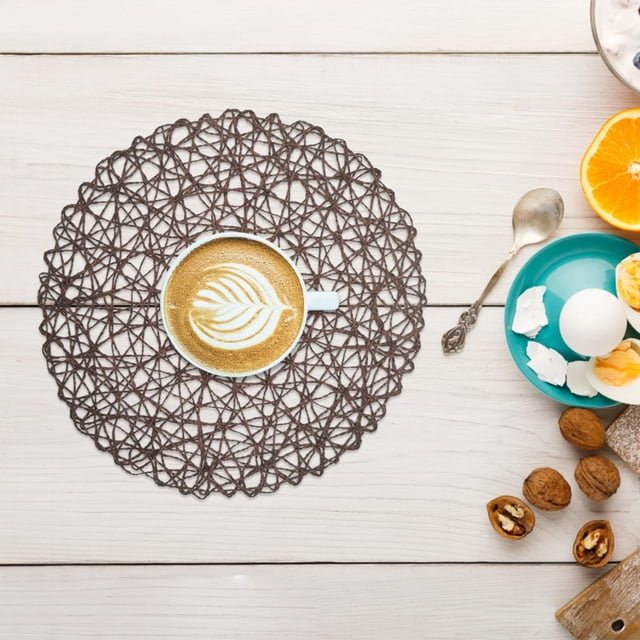 pdqouc 6 Pack Fine Paper Rope Messy Knitting Placemats Paper Placemats Restaurant Table Decoration Kindergarten DIY Props Background Plate Mat Round Table Place Mats Indoor Dining