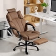 thumbnail image 2 of HOMCOM Office Chair, Pet-Friendly Fabric Reclining Desk Chair, Brown, 2 of 10