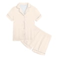 thumbnail image 3 of WEIYLL Ensembles de Pyjamas pour Filles Été Couleur Unie Manches Courtes Col Rabattu Shorts Classiques en Soie 2 Pcs Tenue de Nuit 8-9 Ans, 3 of 3