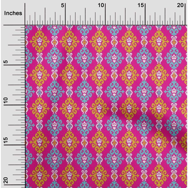oneOone Cotton Cambric Fabric Swirl Ikat Print Fabric BTY 56 Inch Wide