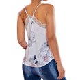 thumbnail image 4 of Women Floral Print Lace Splicing Sleeveless V Neck Tank Top, 4 of 5