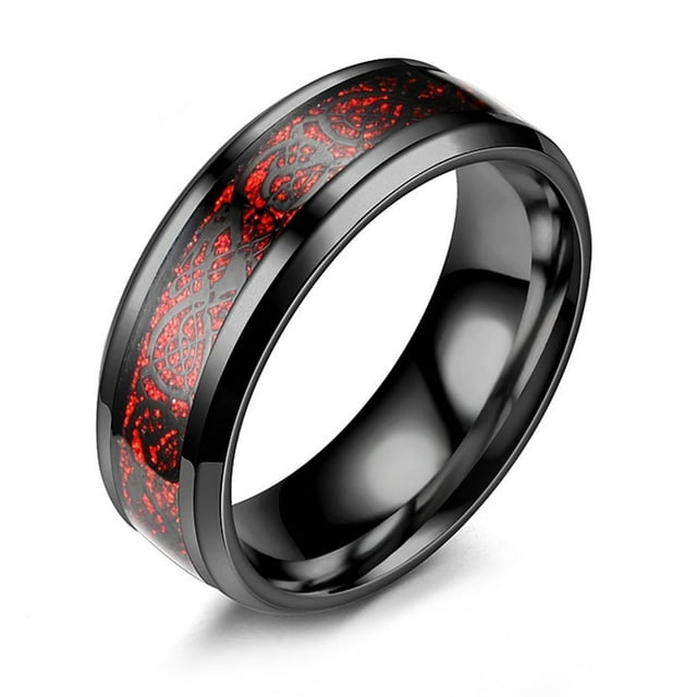 Men Ring Glossy Simple Jewelry Accessory Dragon Pattern Glowing Ring for Dating