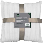 Mainstays Solid Fur Decorative Pillow Set - White