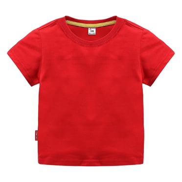 Boys And Girls' Classic Fit Crewneck T Shirt | Organic Cotton Soft Multi Pack Short Sleeve Basic Toddlers And Kids Red 130/4 Y—5 Y