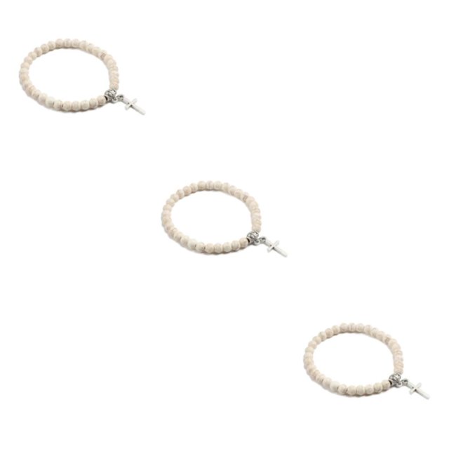 VONKY Unisex Cross Pendant Bracelets For Fashion Forward Individuals Lightweight Gift Yellow thread pine 3Set