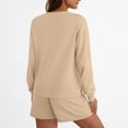 thumbnail image 5 of HAiming Ensemble 2 Pcs pour Femmes Chandail Col Rond Chandails en Molleton et Shorts Surdimensionnés Amples, 5 of 5