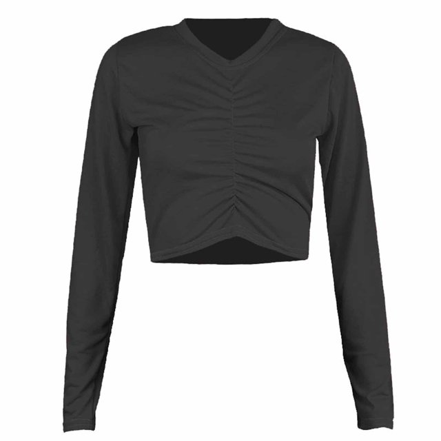 CEHVOM T-Shirt Court Décontracté pour Femmes, Printemps Automne, à Manches Longues, Col Rond, Imprimé Patchwork, Liquidation