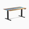 thumbnail image 1 of Desky Bureau Assis-Debout en Bois Dur à Résine Double - Rivière Bleue en Teck / 60 x 30 Pouces / Noir Mat, 1 of 10