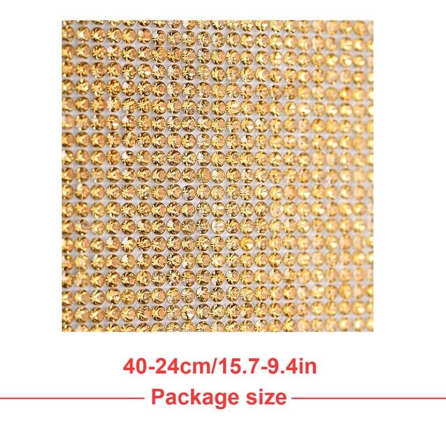 VONKY Crystal Rhinestone Ribbon Clothing Accessories Sticker Convenient Using Present Decoration Sheet with Shine Appearance Exquisite gold yellow 8 hot melt glue