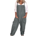 thumbnail image 2 of Qertyioot Combinaison pour Femmes Grande Taille Salopette Décontractée Ample pour Femmes Combishort Ample Salopette Combinaison en Coton et Lin, 2 of 8