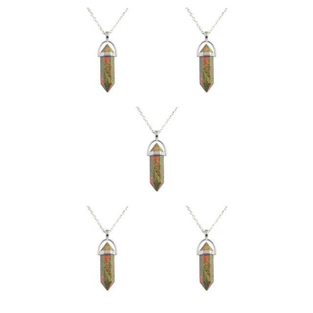 maskred Hexagon Column Charm Findings Handmade Holiday Hanging Pendants Crystal Necklace Earring Keychains Decorations Unakite 5Set