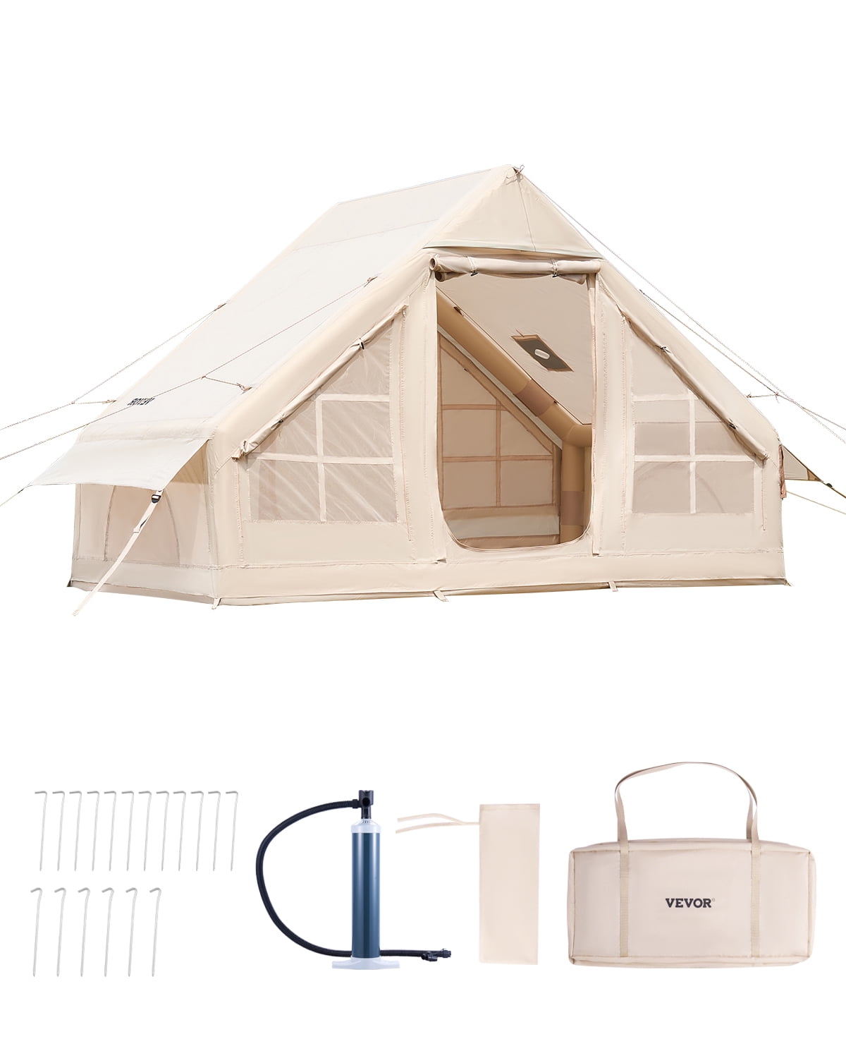 VEVOR Inflatable Tent for Camping 3-5 Person Glamping Tent with Pump Easy Set up