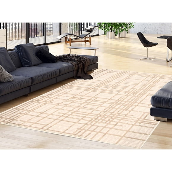 ECARPET Indoor Outdoor Area Rug for Patio, Deck, Living Room Sisal Burburry Collection