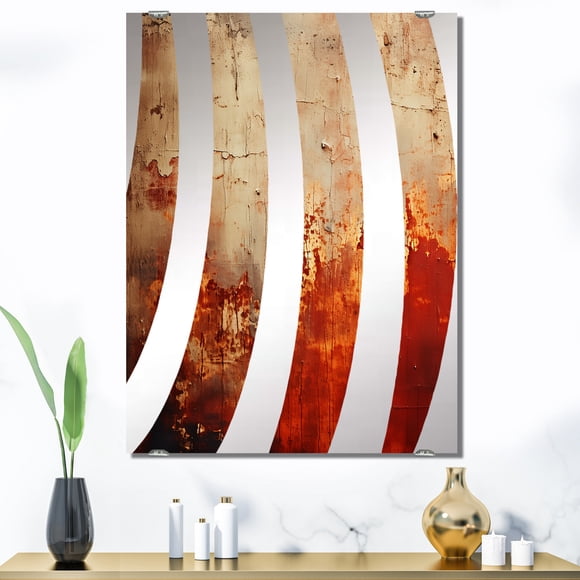 Designart "Chaotic Orange Collage III" Abstract Collages Oversized Wall Mirror - Modern Abstract Living Room Wall Mirror - Multiple Color Options