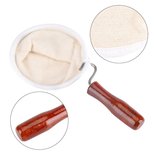 Coffee Filter Wooden Handle Coffee Filter Hand Pour Trainer Reuabe Filter Bag Flannel Strainer Bag Wood Straining Bag Filtered