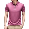 thumbnail image 3 of BOBOGOJP Men Summer Button Down Shirts Classic Short Sleeve Basic Button Down T-Shirt with Pocket,Pink XL, 3 of 5