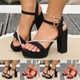 thumbnail image 1 of Sentmoon High Heels for Women Women Fashionable Casual Style Comfortable French Plus Size One Line High Heels with Shiny Diamond Temperament Versatile and Beautiful Sandals, 1 of 10