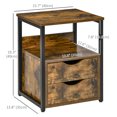 thumbnail image 3 of HOMCOM Nightstand with 2 Drawers, Industrial Side Table with Storage Shelf, Accent End Table for Bedroom, Living Room, Rustic Brown, 3 of 10