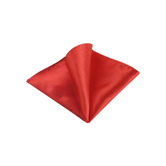 INSPIRE CHIC Men's Pocket Square Solid Color Handkerchiefs Self-folded For Wedding Party Red One Size