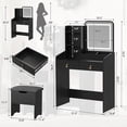 thumbnail image 3 of Vanity Desk with LED Light Mirror and Charging Station, Small Makeup Vanities Set with 2 Drawers, Vanity for Girls Women with Storage Stool, Vanity Table for Bedroom, 3 of 7