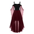 thumbnail image 4 of Robes Style Gothique pour Femmes Grande Taille Robe Midi Élégante avec Manches Évasées en Chiffon Tenue de Soirée Ourlet Irrégulier, 4 of 5