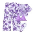 thumbnail image 1 of LYHaoo Girl's 4 Piece Swimsuits Tropical Print Halter Bikini Set Bathing Suits With Mesh Pants Sizes 11-12 Years, 1 of 6