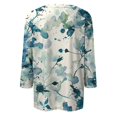 thumbnail image 5 of HKEJIAOI T-Shirts à Manches 3/4 pour Femmes à Imprimé Floral, Col Rond, Coupe Ample, T-Shirts Décontractés Mode, Chandails à Enfiler, Vert m, 5 of 5