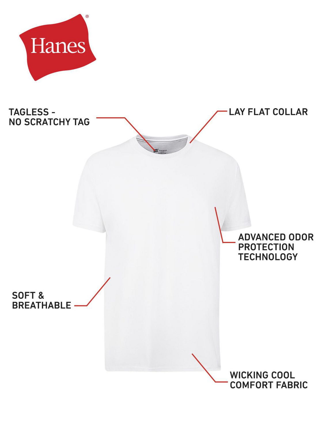 T-shirts a col rond sans etiquette Hanes pour hommes