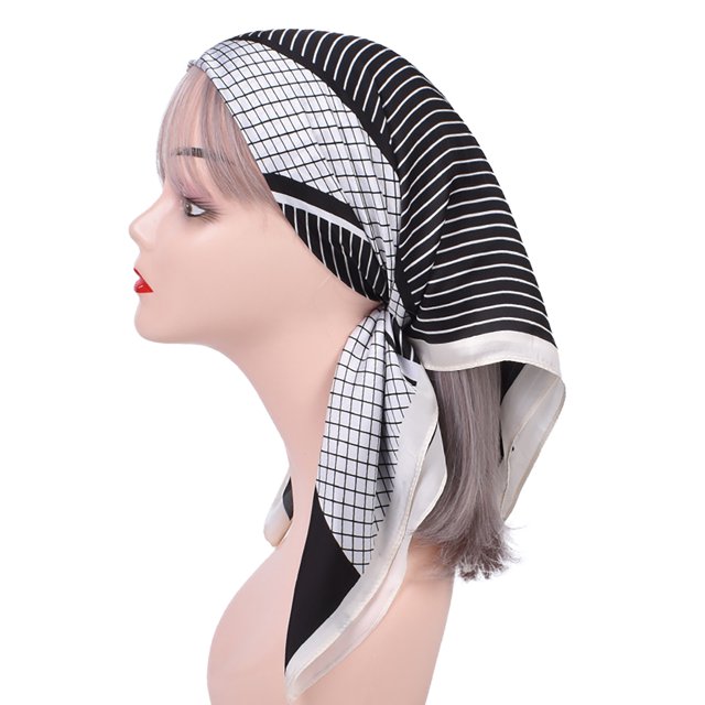 Womens Silk Like HeadTop for Fashion Pattern Large Square Satin Headscarf Wraps