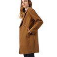 thumbnail image 3 of INSPIRE CHIC Women's Double Breasted Lapel Raglan Long Sleeve Mid Length Overcoat, 3 of 4