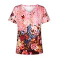 thumbnail image 5 of Drppepioner 2024 T-Shirts Tendance d'Été pour Femmes Femmes Blouse Imprimée d'Été T-Shirts Décontractés à Col en V à Manches Courtes T - Hauts Rouge Melon D\'eau 12(TG), 5 of 5