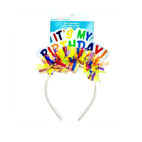 Tout pour célébrer Serre-tête bopper d’anniversaire multicolore en plastique avec détails confettis, 1 unité