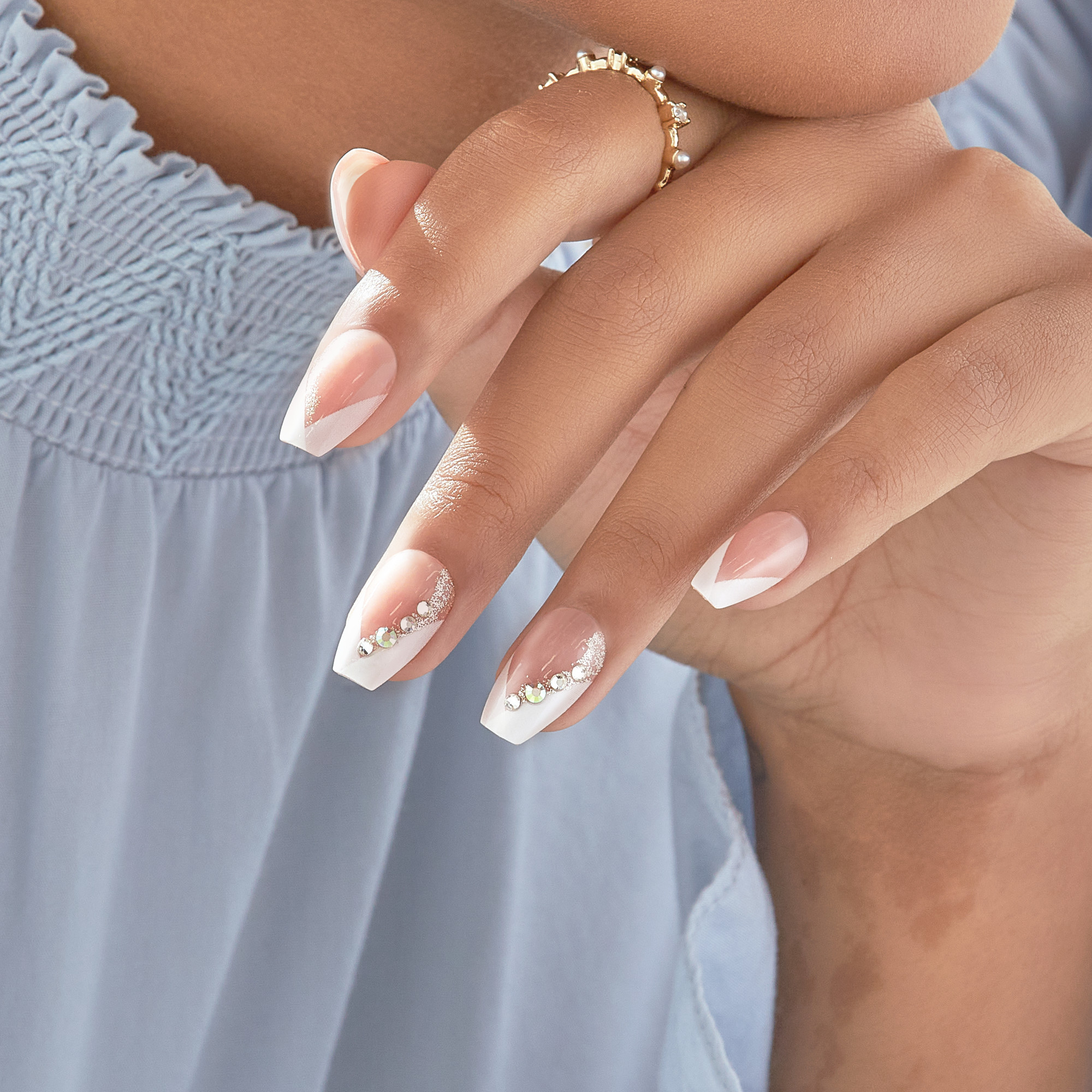 KISS imPRESS Nails - Glimpse, White, Coffin, Medium