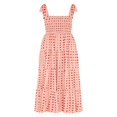 thumbnail image 2 of Women‘s Summer Boho Spaghetti Strap Square Neck Floral Ruffle A Line Beach Long Maxi Swing Dress Sundress, 2 of 5