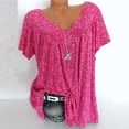 thumbnail image 4 of Blouse à Manches Courtes à Col en V Imprimé pour Femmes Grande Taille, Chandail à Enfiler, Hauts Chemise, Été, Hauts Amples Grande Taille pour Femmes en Solde, 4 of 6