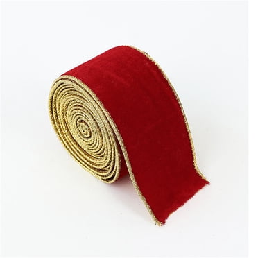 YIMWNYI 2.5 Inch Khaki Gold Crushed Velvet Wired Ribbon – 6.5ft for Gift Wrapping, Christmas Tree Decoration, Wreath Making, Holiday Crafts – Durable & Elegant Design