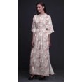 thumbnail image 4 of Bimba Rayon European Ash Seeds Leaves Ladies Long Gown Boho Beach Cocktail Party Maxi SlitDress-Medium, 4 of 6
