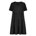 thumbnail image 4 of Yuyuzo Robe d'Été pour Femme Décontractée à Manches Courtes, Robe Midi à Col en V, Smockée, à Volants, Ligne A, Robe Soleil, 4 of 7