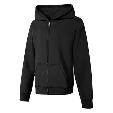 Hanes Girls` ComfortSoft EcoSmart Full-Zip Hoodie Sweatshirt, M, Black