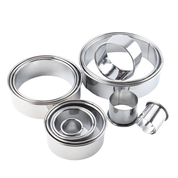 TIELUTT 14 Piece Stainless Steel Round Die Baking Tool Cookie Small Pizza Pan Set Super from School Stainless Steel Rectangle Pan Chocolate Melting compatible with Machine 6 Valentines Day Silicone