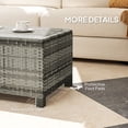 thumbnail image 4 of Outsunny Rattan Outdoor Coffee Table with Tempered Glass Top, Grey, 4 of 10