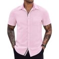 thumbnail image 1 of Birdeem Shirts for Men Men Casual Solid Color Button Short Sleeve Turndown Collar Blouse Shirt, 1 of 12