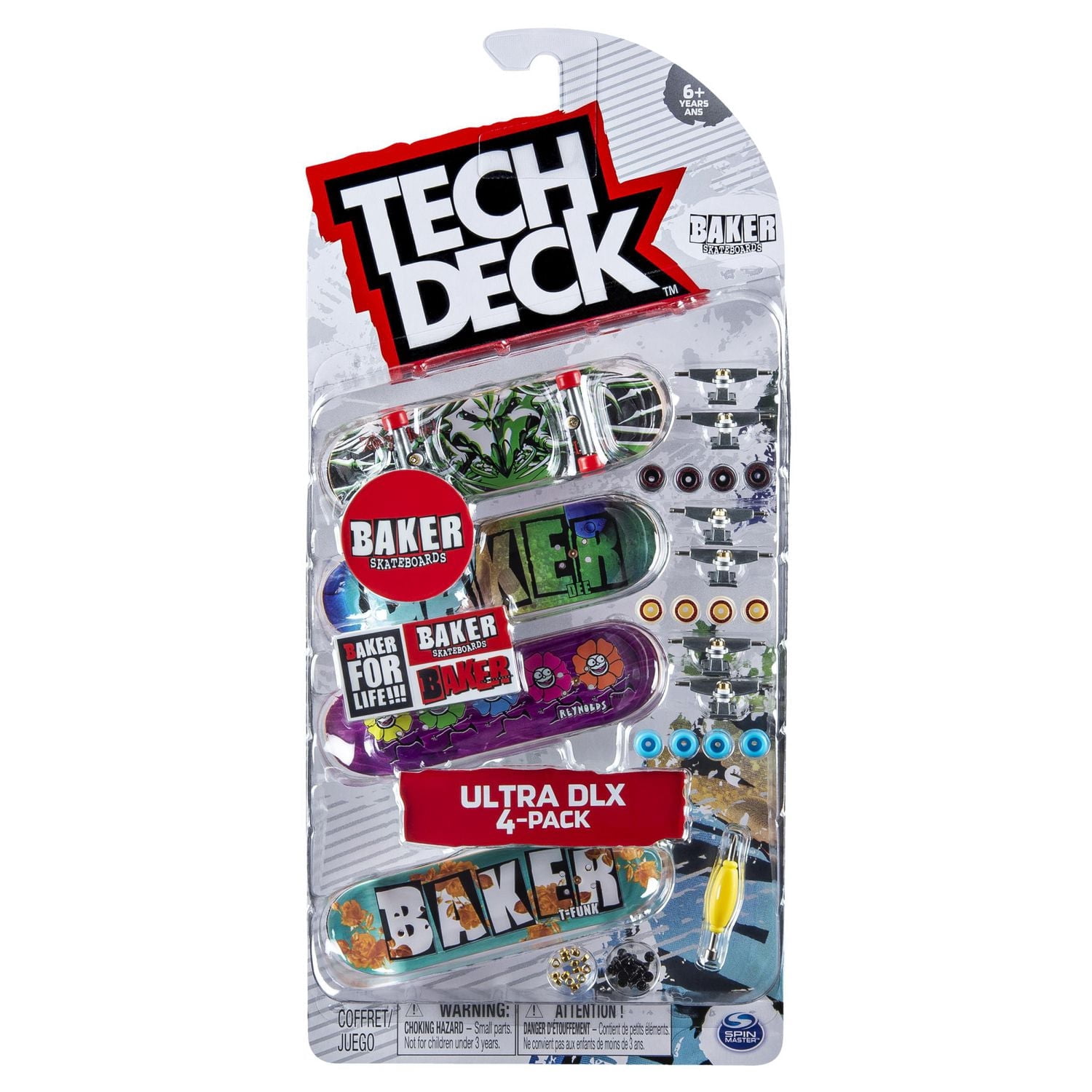 Tech Deck - Mini-planche à roulettes 96 mm - Ultra DLX coffret de 4 - Baker