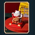 thumbnail image 1 of Solar Powered Waving Lucky Cat Decoration Plastic Feng Shui Wealth Symbol Home Office Car Decor Ornament, Automatic Waving Arm, 1 of 7